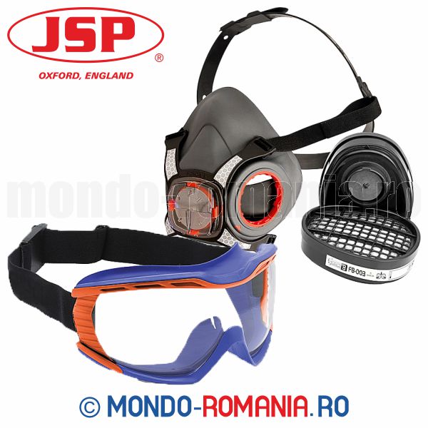 1 semimasca JSP FORCE8 echipata cu 2 filtre de protectie ABEK1P3   + 1 ochelari JSP Stealth 9100